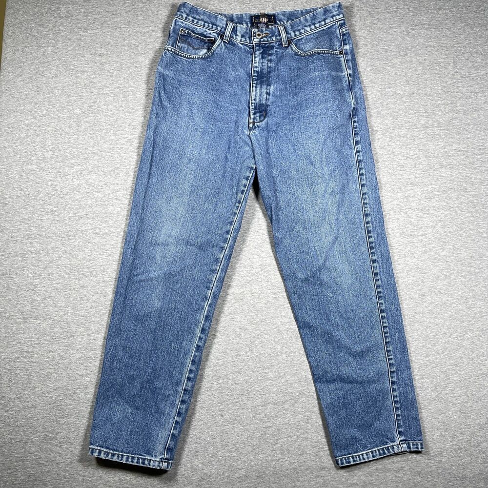 GANT Jeans Mens 34x32 m29x28 Blue Medium Wash Straight Regular Fit Logo Zip Fly